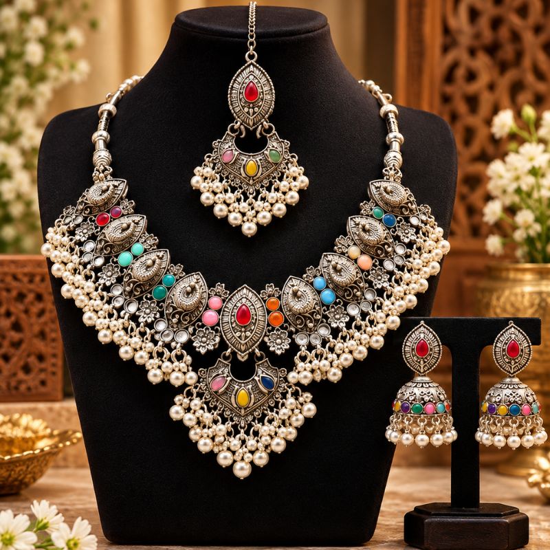 Oxidized Traditional Necklace Set