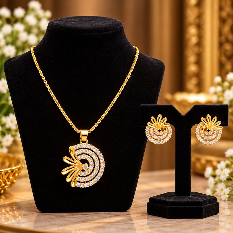 Elegant Gold-Tone Pendant Necklace Set