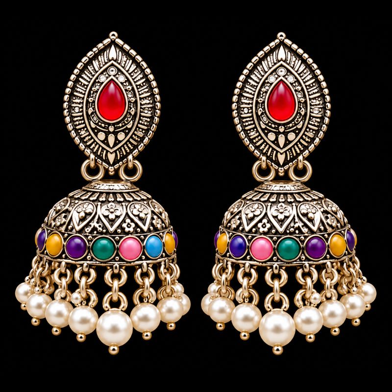 Oxidized Traditional Necklace Set - Image 2