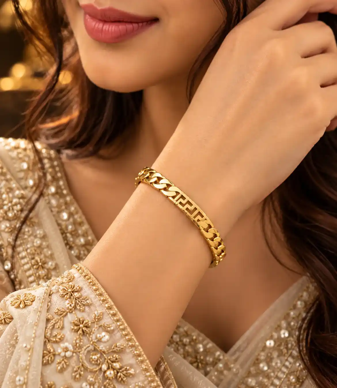 Golden Greek Key Bracelet Portrait_11zon